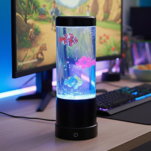 Lampe poisson RGB 23 cm de haut - Ø9 cm, parfaite pour les enfants et les âmes d