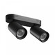 Plafonnier avec 2 spots, GU10 - Noir, IP20 intérieur, sans source lumineuse
