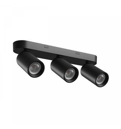 Plafonnier avec 3 spots, GU10 - Noir, IP20 intérieur, sans source lumineuse
