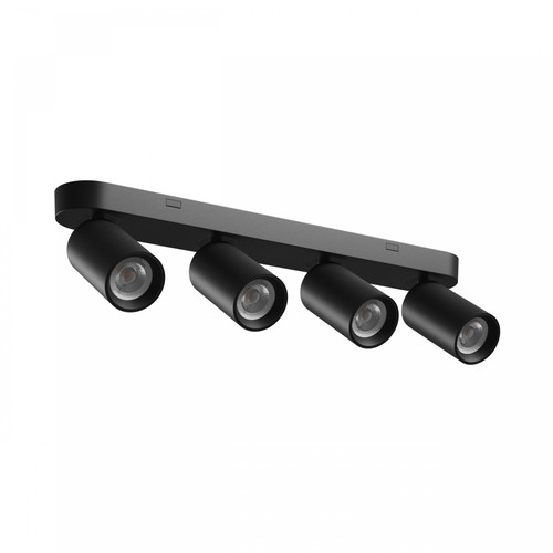 Plafonnier 4 spots, GU10 - Noir, IP20, sans ampoule
