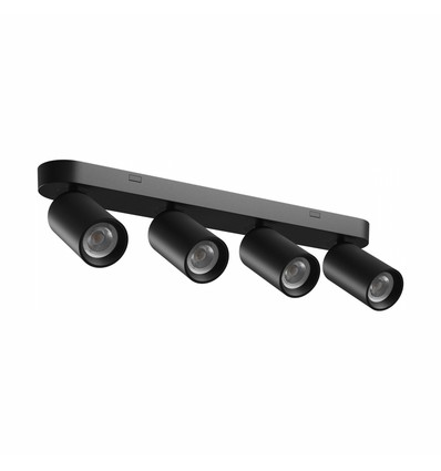 Plafonnier 4 spots, GU10 - Noir, IP20, sans ampoule
