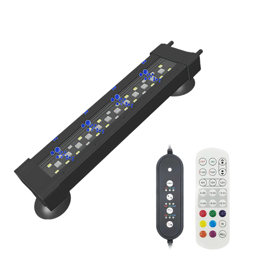 Armature d'aquarium 20cm - 8W, utilisable avec pompe à air, RGB+NW, IP68