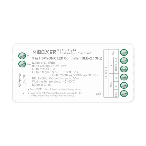 5 en 1 contrôleur de bande lumineuse Bluetooth+DMX - RF, 12V/24V, RGB+CCT