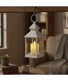 Lanterne LED avec effet flamme - Blanc, carré, batterie, IP54 intérieur/extérieur