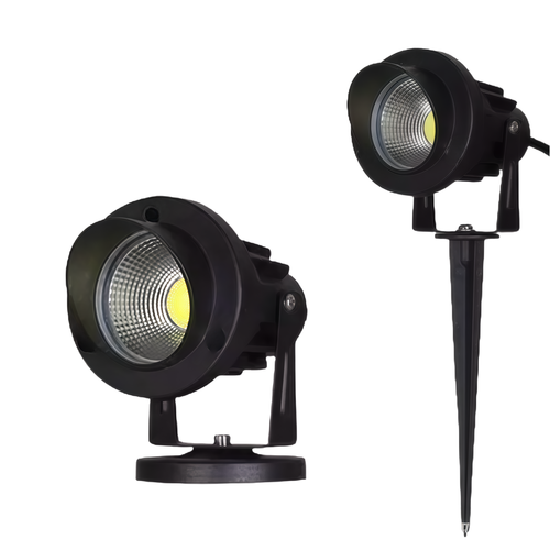 12-24V lampe de jardin LED - 6W, noir, piquet, 450 lm, IP65
