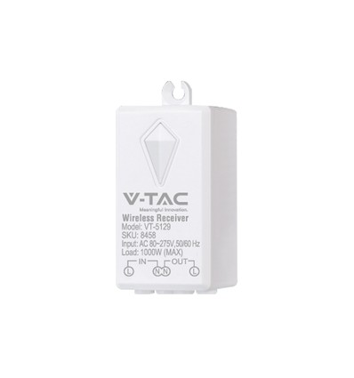 Récepteur RF/WiFi pour interrupteurs sans fil - 1000W, portée jusqu'à 500m, blanc, plastique PC