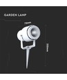 VT-857 lampe de jardin 12W - 4000K, blanc, piquet de terre
