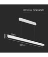 Lampe LED Vt-7-35 36W - suspendue linéaire, Samsung, plaque diffuseur type 3en1 blanche