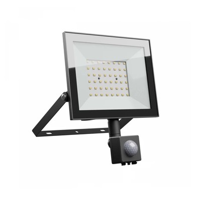 Projecteur 50W avec capteur - IP44, noir, lampe de travail, capteur PIR