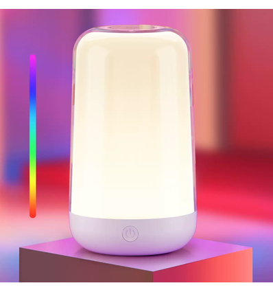Lampe de table/de chevet LED RGB+CCT rechargeable - Blanc, tactile dimmable, IP20 intérieur