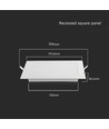 Dalle LED encastrable 12W 17x17cm - Carré, 1200lm, Trou: 15,5 x 15,5 cm, Dimensions: 17,1 x 17,1 cm