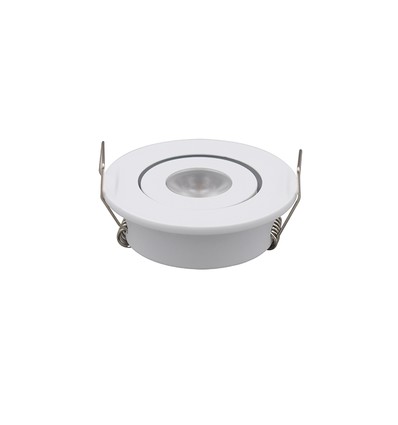 Spot encastrable 1W Ø5,2cm dimmable - 12V/24V, perçage : Ø4,2 cm, dimensions : Ø5,2 cm, hauteur 2,2 cm, blanc