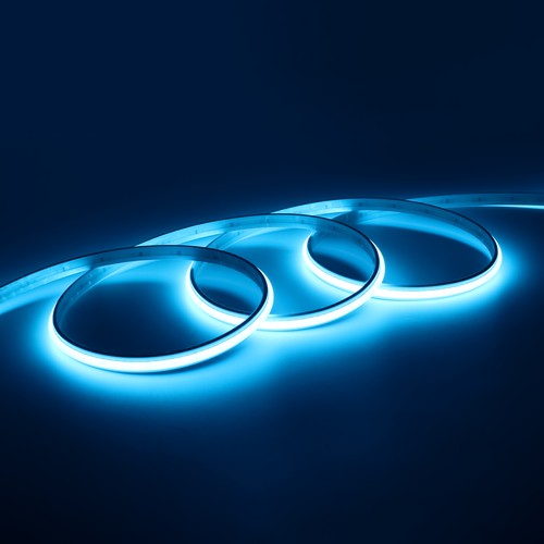 5m 9W/m Bleu clair Ruban LED COB sans points - 24V DC, IP67, 240 LED/m, 5 ans de garantie
