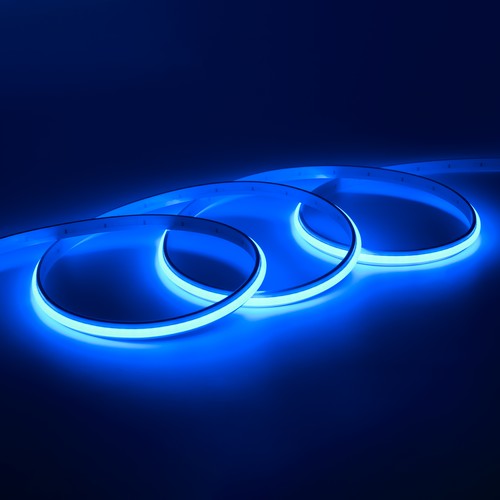 Ruban LED COB 5m 9W/m Bleu sans points - 24V DC, IP67, 240 LED/m, 5 ans de garantie