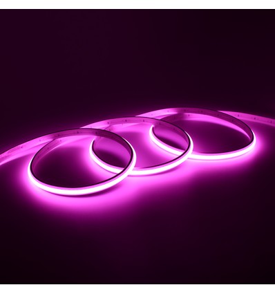 Ruban LED COB 5m 9W/m Rose sans points - 24V DC, IP67, 240 LED/m, 5 ans de garantie