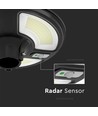 Vt-45w lampe de jardin LED 7,5W - solaire, ronde, avec capteur, télécommande RF, 6500K, IP65