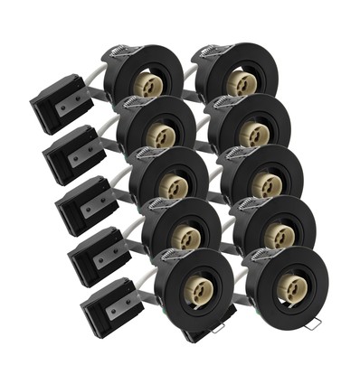 Lot de 10 spots encastrables GU10 - Noir, IP20