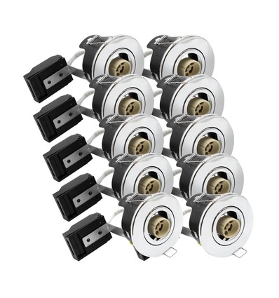 Lot de 10 spots encastrables GU10 - Acier brossé, IP20