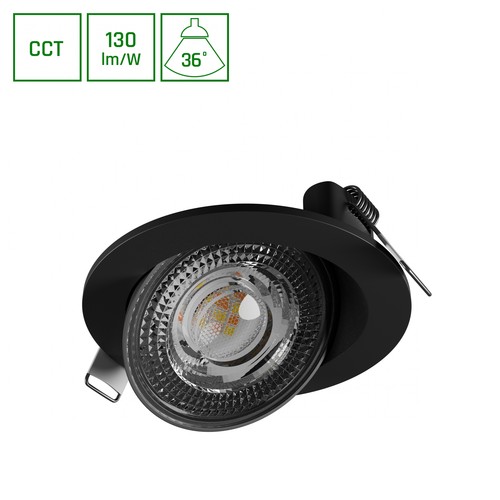 Downlight LED 6,5W Ø10,5cm MOBILO - CCT, 850lm, 36°, IP20, noir