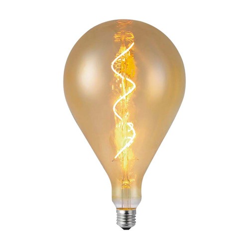 Ampoule LED E27 4W filament spirale - A160, verre ambré, 2700K, 250lm