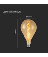 Ampoule LED E27 4W filament spirale - A160, verre ambré, 2700K, 250lm