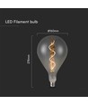 Ampoule LED E27 4W filament spirale - A160, verre fumé, blanc chaud
