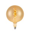 Ampoule LED E27 4W filament spirale - G200 globe, verre ambré, blanc chaud, 250lm
