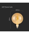 Ampoule LED E27 4W filament spirale - G200 globe, verre ambré, blanc chaud, 250lm