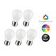 Lot de 5 ampoules LED Wifi E27 5W - G45, Tuya/Smart Life, fonctionne avec Google Home