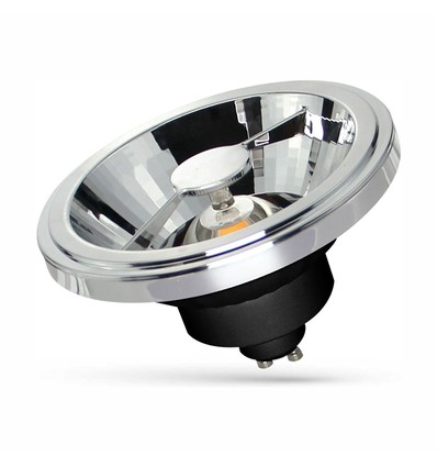 Spot LED 12W AR111 GU10 - 4000K, 15 degrés, COB, noir, garantie 5 ans