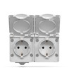 Prise double Schuko extérieure - IP65, gris