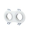 Double spot encastrable GU10 - Rond, blanc, aluminium, IP20, Perçage : 155x75 mm, Dim : 173x91 mm