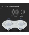 Double spot encastrable GU10 - Rond, blanc, aluminium, IP20, Perçage : 155x75 mm, Dim : 173x91 mm