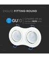 Double spot encastrable GU10 - Rond, blanc, aluminium, IP20, Perçage : 155x75 mm, Dim : 173x91 mm