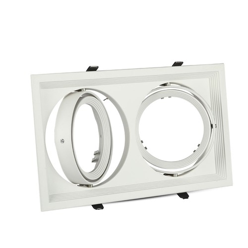 Spot encastrable AR111 double - Blanc, 174x325mm, IP20, sans source lumineuse