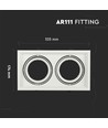 Spot encastrable AR111 double - Blanc, 174x325mm, IP20, sans source lumineuse
