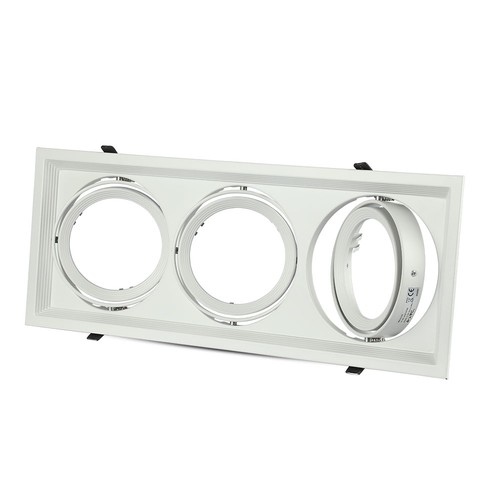 Spot encastrable AR111 triple - Blanc, aluminium, perçage: 455x168mm, sans source lumineuse