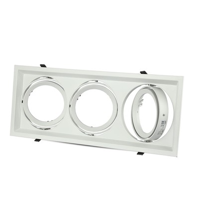 Spot encastrable AR111 triple - Blanc, aluminium, perçage: 455x168mm, sans source lumineuse