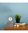 Lampe à poser carrée en béton - Douille E27, Ø16cm, câble 2m avec interrupteur, béton gris