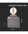 Lampe à poser carrée en béton - Douille E27, Ø16cm, câble 2m avec interrupteur, béton gris