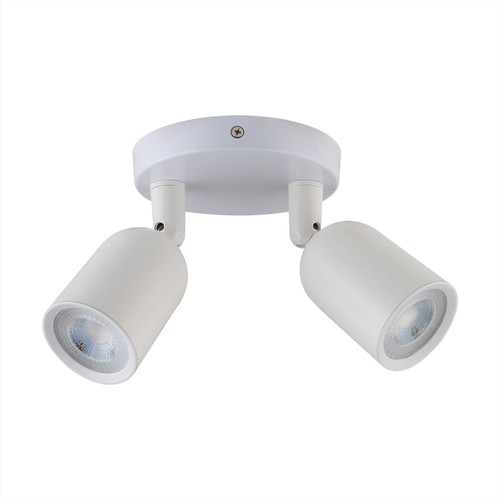 Spot mural/plafonnier 2xGU10 - Blanc, IP20 intérieur, sans source lumineuse