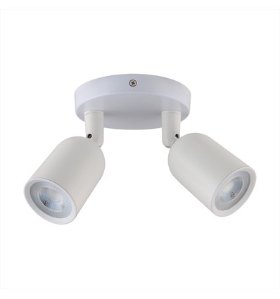 Spot mural/plafonnier 2xGU10 - Blanc, IP20 intérieur, sans source lumineuse