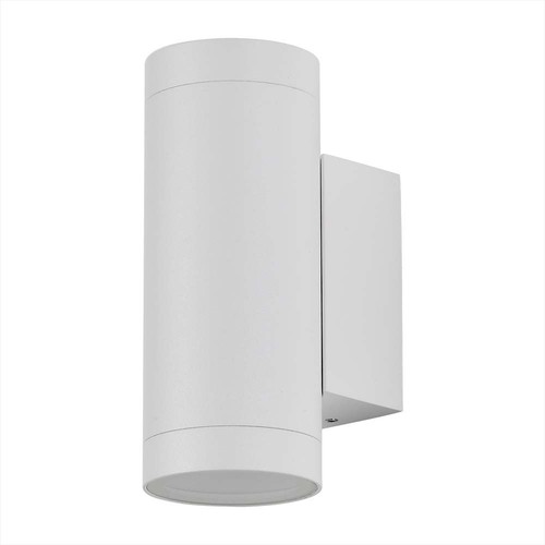 Applique murale GU10 avec éclairage haut/bas - Blanc, IP44, cylindrique, extérieur, sans source lumineuse