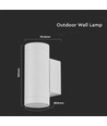 Applique murale GU10 avec éclairage haut/bas - Blanc, IP44, cylindrique, extérieur, sans source lumineuse