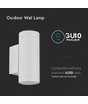 Applique murale GU10 avec éclairage haut/bas - Blanc, IP44, cylindrique, extérieur, sans source lumineuse