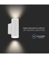 Applique murale GU10 avec éclairage haut/bas - Blanc, IP44, cylindrique, extérieur, sans source lumineuse