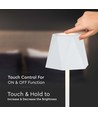 Lampe de table LED rechargeable 1,5W, 5V - Blanc, dimmable 4 niveaux, avec câble USB-C