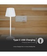 Lampe de table LED rechargeable 1,5W, 5V - Blanc, dimmable 4 niveaux, avec câble USB-C