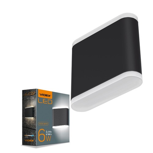 Applique murale LED 6W noire Up/Down - 660lm, IP54 extérieur, 2700K, 110lm/W, source lumineuse incl.