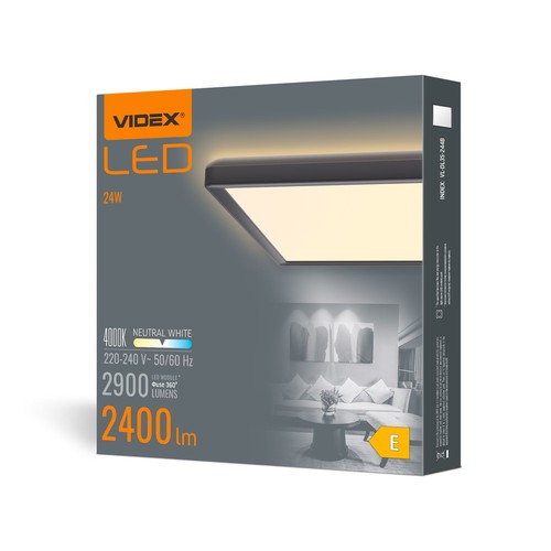 Plafonnier LED 24W, noir - 4000K, IP20 intérieur, Ra 88